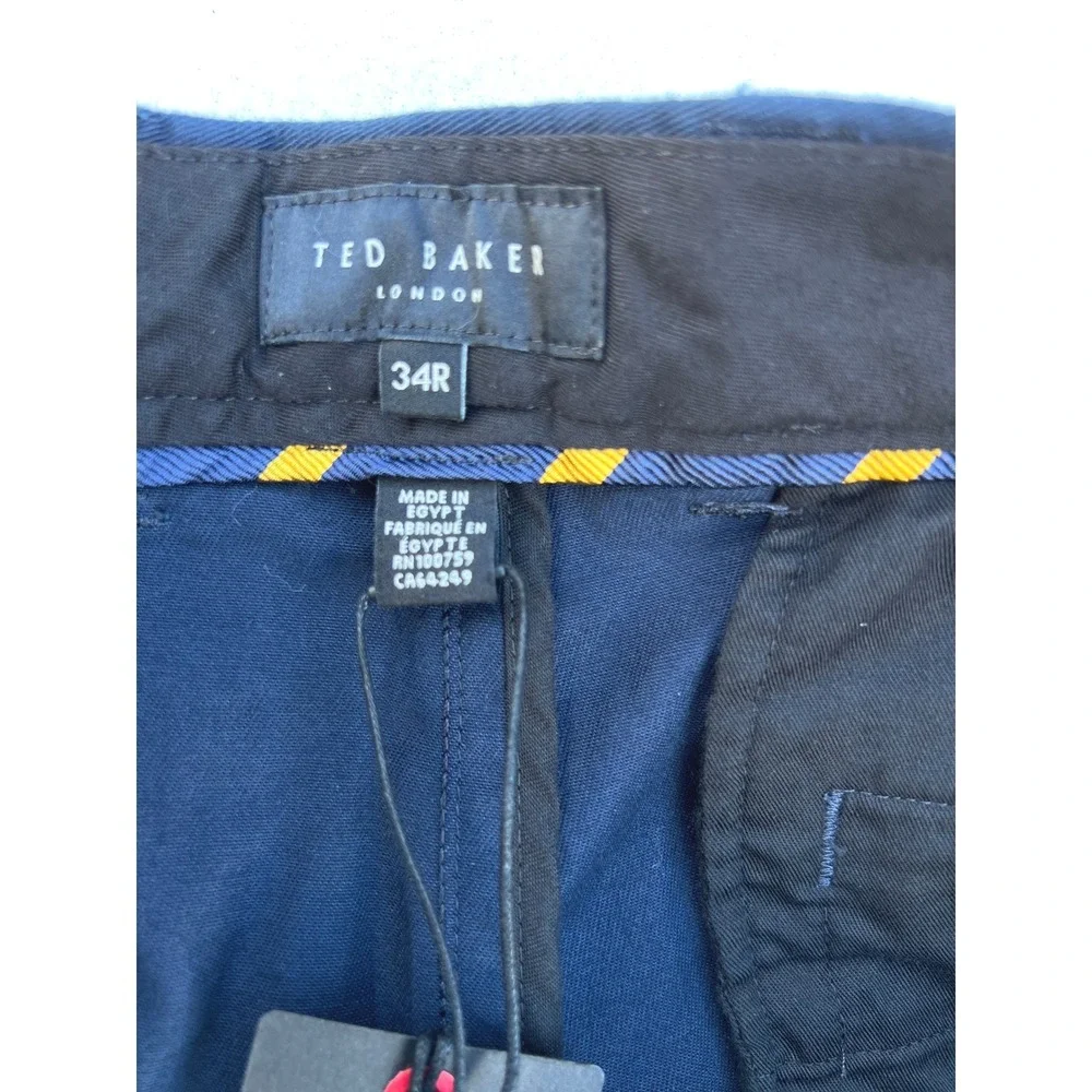 Ted Baker London Men Navy Blue Straight Fit‎ Chinos Trousers Pants 34W 32L
